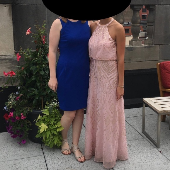 Angelina Faccenda 20475 - Blush Sequin Floor Length Dress Keyhole Back - size 4 - Picture 2 of 13